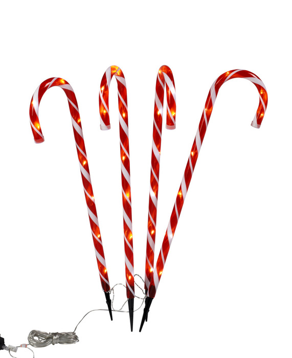 Lyskjede med 4 lysende julestokker H80 cm